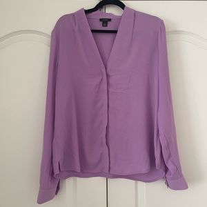 Womens large Halogen button up long sleeve purple shirt.